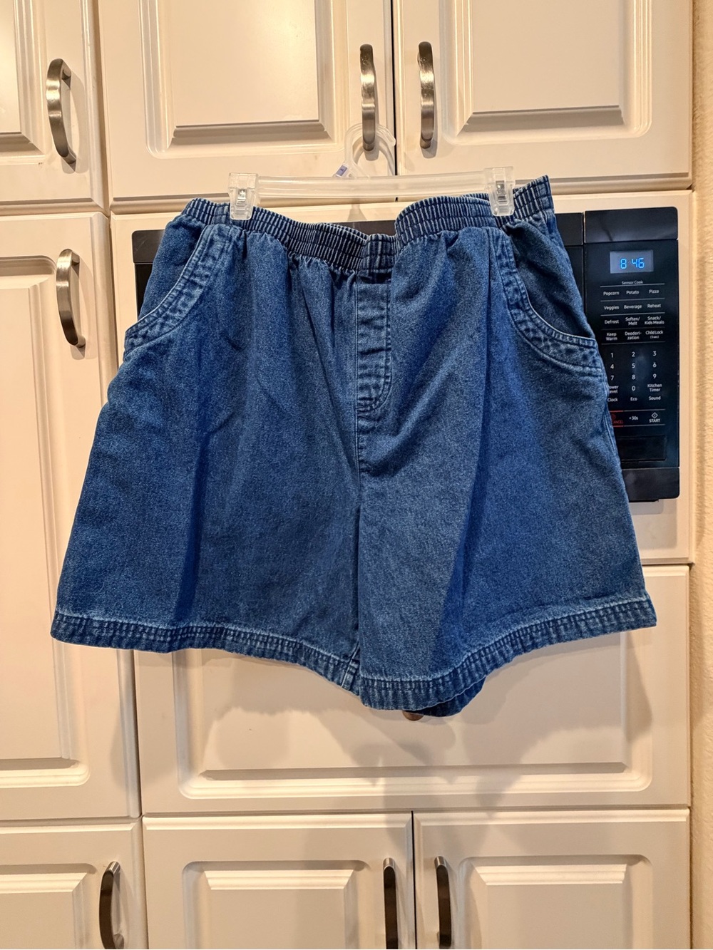 Basic Editions Blue Elastic-Waist Denim Shorts